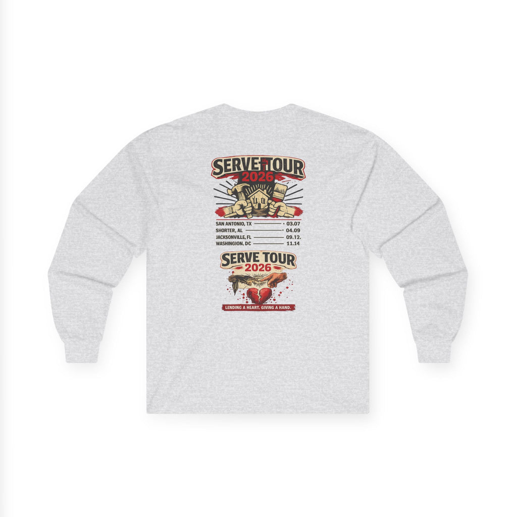Serve Tour 2026 Long Sleeve Tee — Pillars Volleyball Tour Shirt